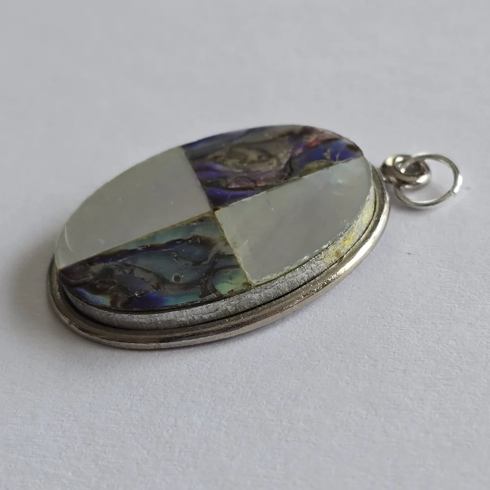 Vintage Pendant Southwestern style charm mother of pearl shell boho